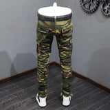 Men's Camouflage Distressed Jeans - Mid-Rise Cotton Casual Pants