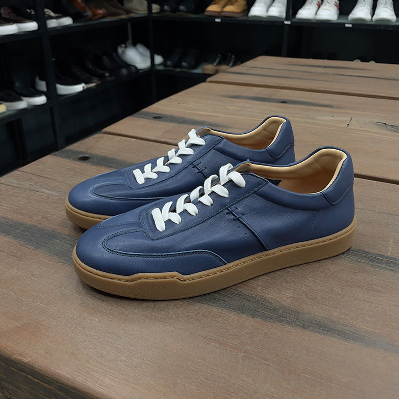 Premium Cowhide Men's Casual Leather Sneakers - Breathable Height-Increasing Shoes