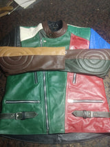 Handmade Multicolor Leather Jacket - 100% Genuine Leather