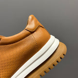 Premium Genuine Leather Men's Breathable Hollow Platform Casual Shoes - High-End Comfort & Style
