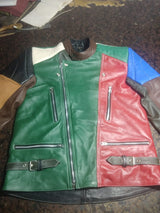 Handmade Multicolor Leather Jacket - 100% Genuine Leather