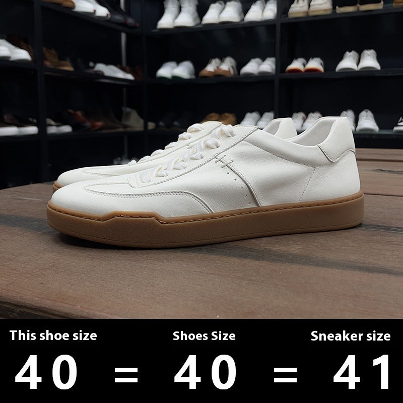 Premium Cowhide Men's Casual Leather Sneakers - Breathable Height-Increasing Shoes