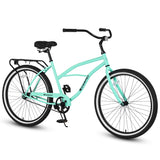 Vélo de plage Cruiser S26204 26 pouces pour hommes et femmes, cadre en acier, transmission monovitesse, conduite confortable en position verticale, plusieurs coloris