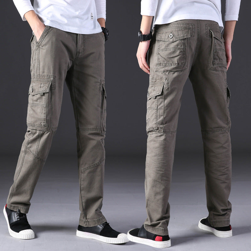 Men's Cotton Cargo Pants - Multi-Pocket Outdoor Casual Trousers