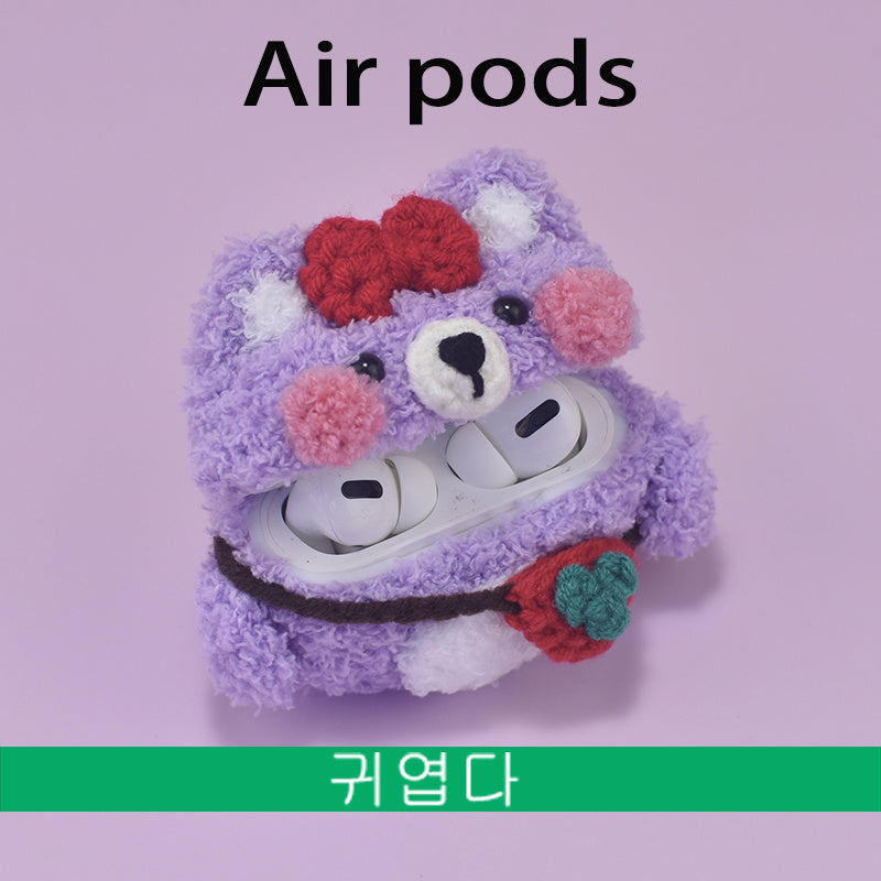 Adorable Plush Animal AirPods Case - Cute Duck & Bear Knitted Protective Shell