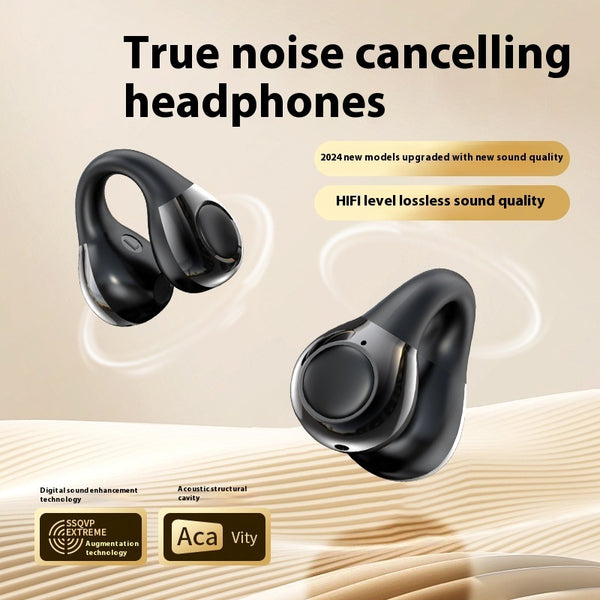Wireless Sports Bluetooth Earbuds - Waterproof Clip-On Headphones with Voice Control