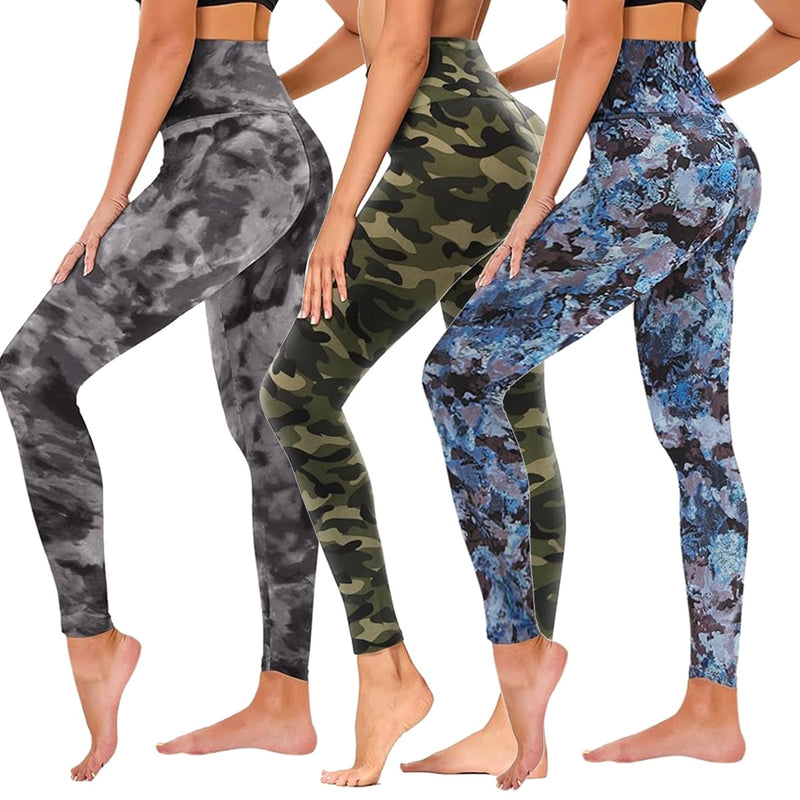 Premium High-Waist Cropped Athletic Leggings Set - 3-Pack Bundle