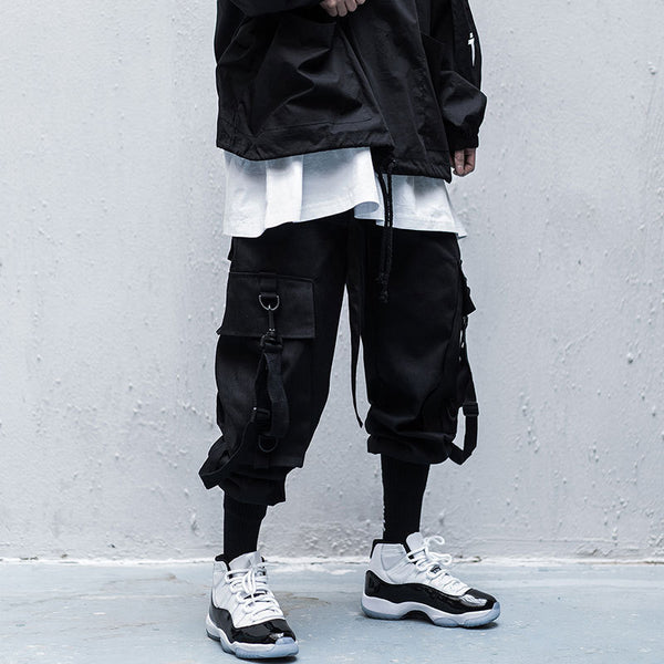 Urban Street Style Cargo Overalls - Men's Loose Fit Hip Hop Pants