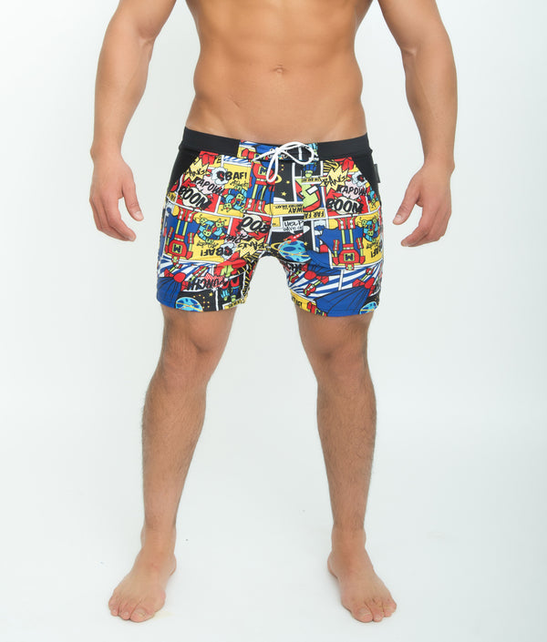 Men's Printed Swim Shorts - Loose Fit Beach Boxer Swimwear Plus Size