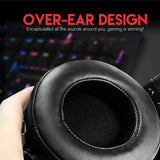 Professional Gaming Headset with LED Lights - Wired Gaming Headphones with Microphone