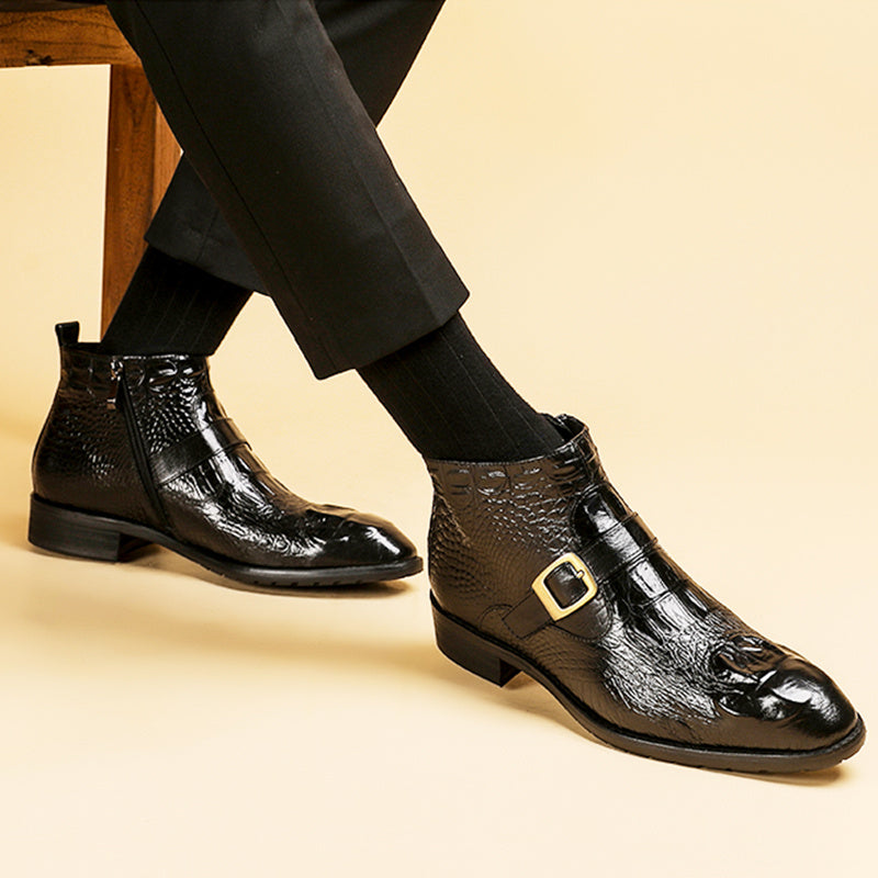 Premium Men's High-Top British Style Formal Leather Dress Shoes - Classic Oxford Design