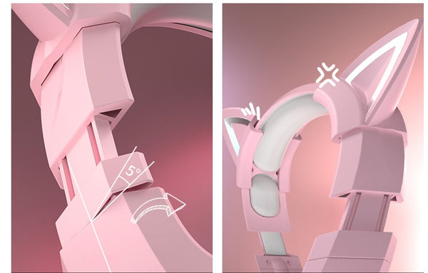 Kawaii Pink ECG Gaming Earphones - Stylish Wired Headset for Girl Gamers