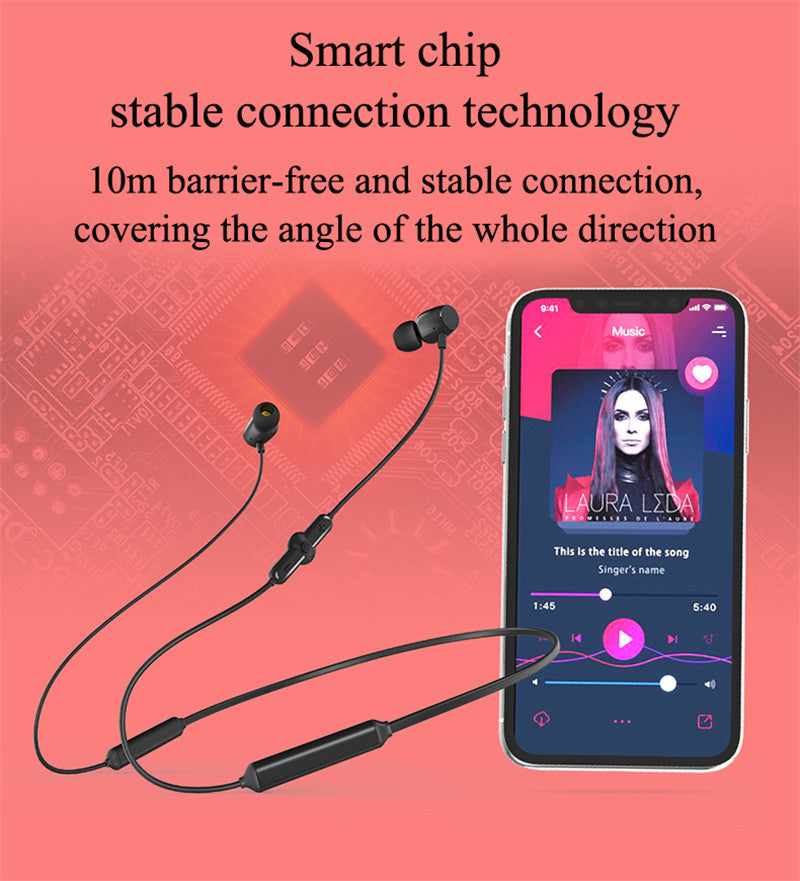 Advanced Q5 Wireless Sports Bluetooth Headset - 48H Playtime & Dual Phone Connection