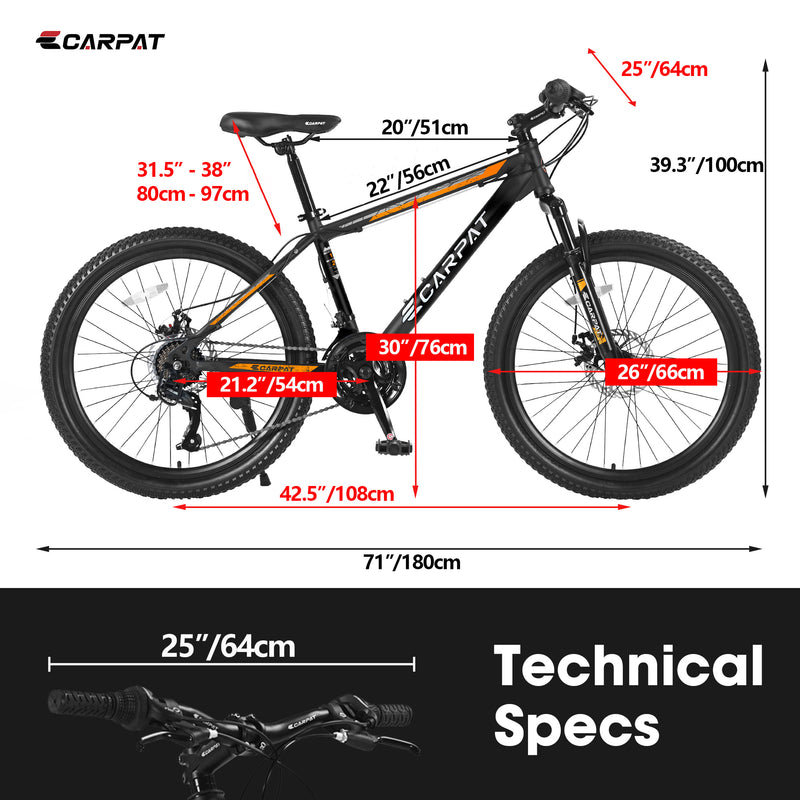 High-Performance Mountain Bicycle S26102 - Black & Orange Adventure Bike