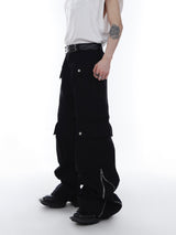 Stylish Unisex Wide Leg Cargo Pants - Comfortable White Cotton Trousers