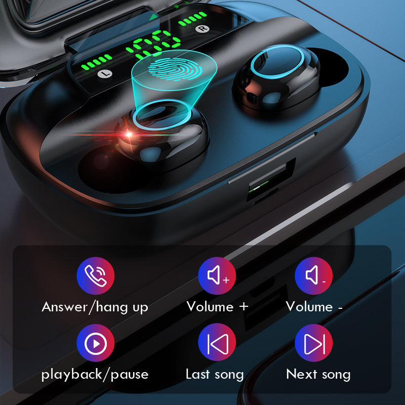 Premium Bluetooth 5.0 Wireless Earbuds with Digital Display - Waterproof Sports Headphones
