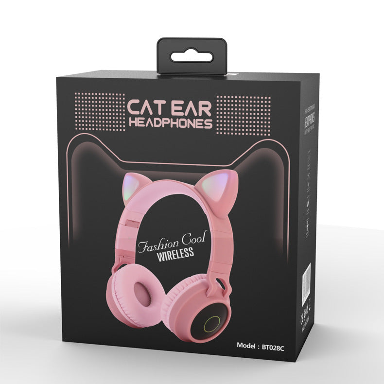 Wireless Cat Ear Headphones with LED Lights - Bluetooth 5.0 Gaming Headset for Kids