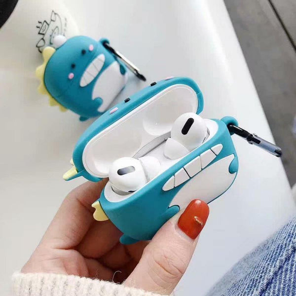 Adorable Cartoon Silicone AirPods Case with Carabiner - Protective Earphone Cover