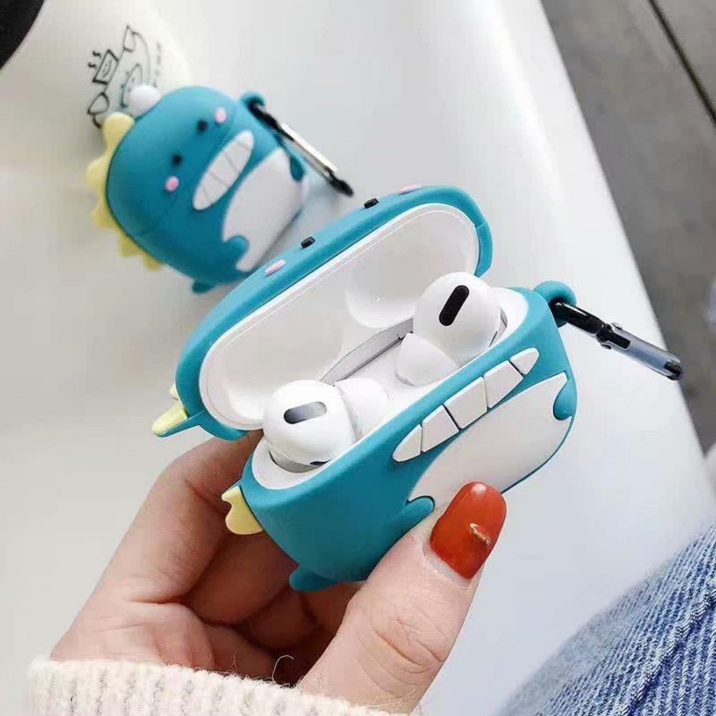 Adorable Cartoon Silicone AirPods Case with Carabiner - Protective Earphone Cover