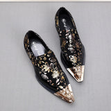 Premium Men's Pointed Toe Leather Dress Shoes - Gold Fashion Business Footwear