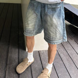 Vintage Denim Cowboy Shorts - Unisex Mid-Rise Blue Jeans for Men & Women