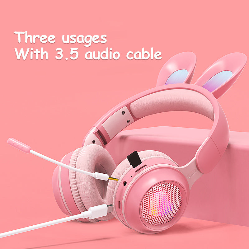 Luminous Cat Ear Bluetooth Headphones - Wireless RGB Gaming Headset for Kids & Adults