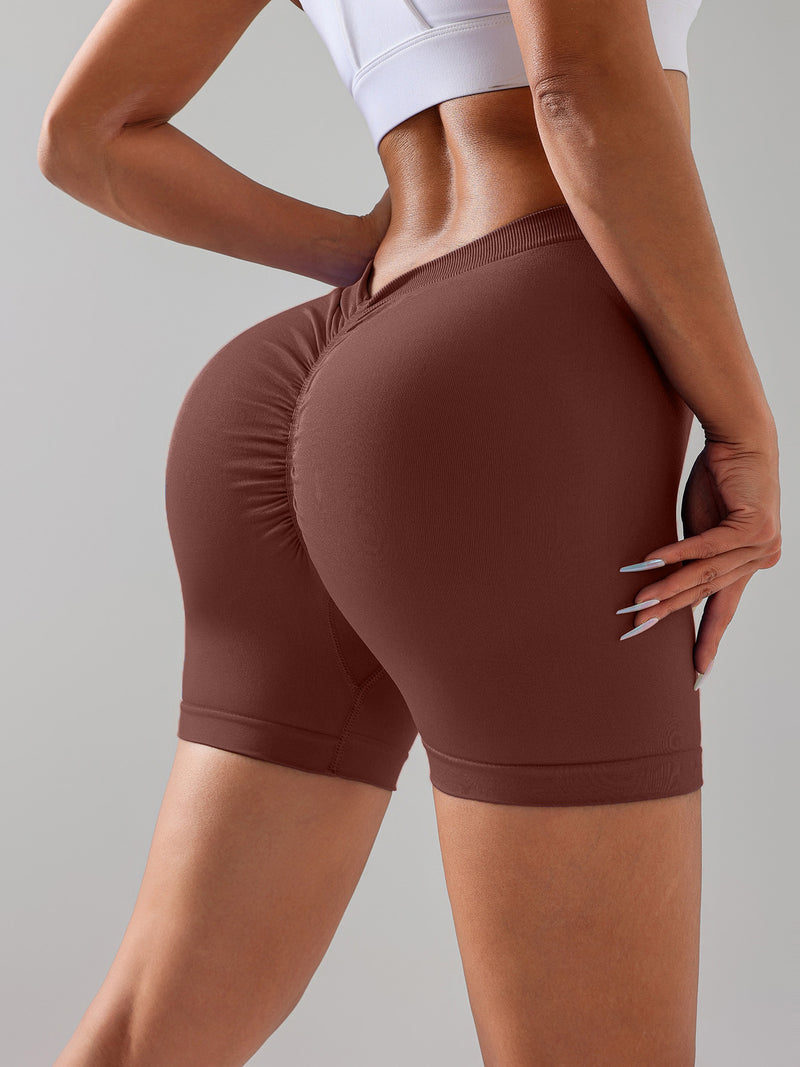 Premium V-Shape High-Rise Gym Shorts - Seamless Scrunch Design for Women
