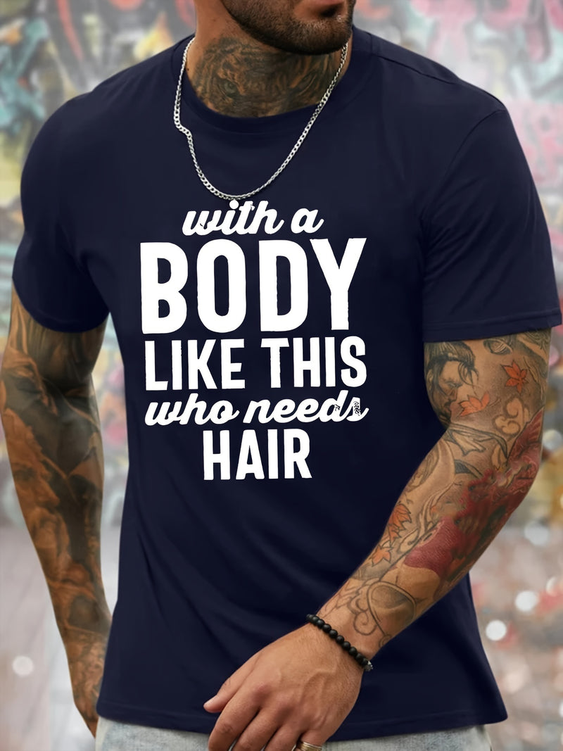 There Is Such A Body Men's Printed T-shirt, Casual Quick Drying Breathable T-shirt, Running Training Short Sleeved T-shirt