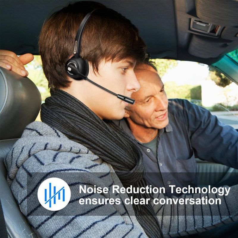Professional Bluetooth Headset with Noise Canceling Microphone for Truck Drivers & Office Workers