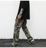 Military-Inspired Splatter Camouflage Cargo Pants