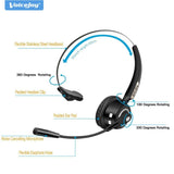 Professional Bluetooth Headset with Noise Canceling Microphone for Truck Drivers & Office Workers