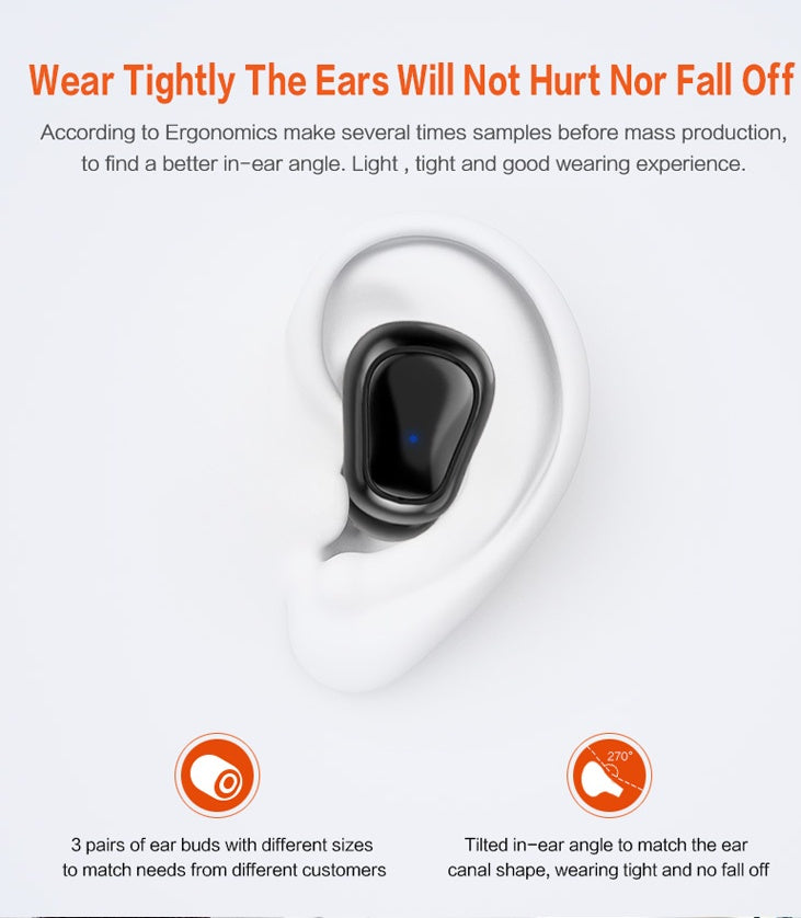 Wireless Bluetooth 5.0 Earbuds - Mini Stealth TWS Sports Headphones with Charging Case