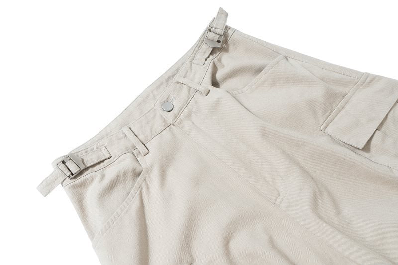 Men's Multi-Pocket Cargo Pants - Loose Wide Leg Denim Trousers with Side Zipper