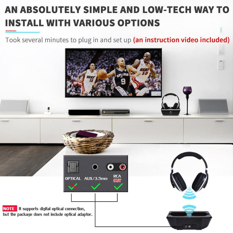 Premium Wireless TV Headphones - High-Quality Bass Audio Experience