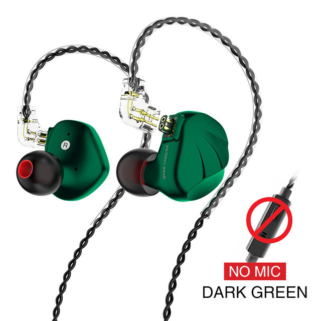 TRN VX Professional Hybrid In-Ear Earphones - 6BA+1DD Drivers with Detachable Cable
