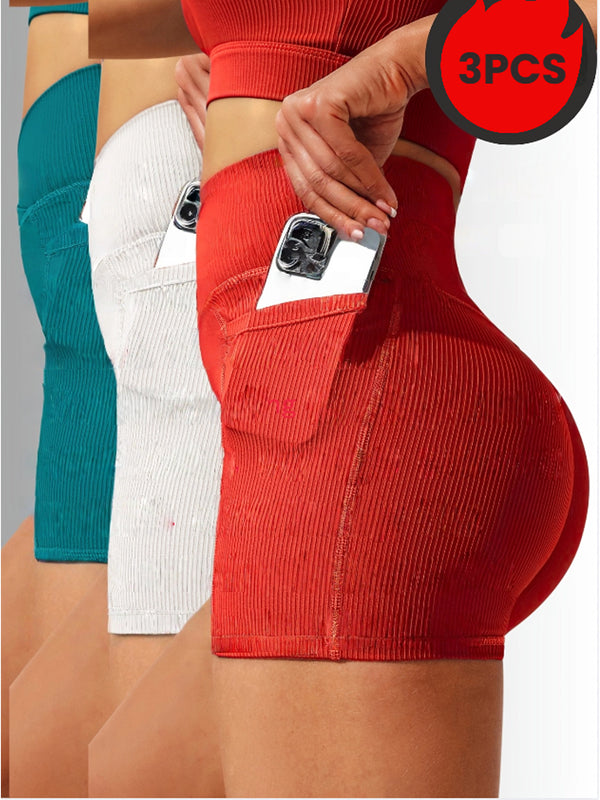 Premium 3-Pack High-Waisted Yoga Shorts - Advanced Tummy Control & Quick-Dry Technology