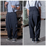 Navy Blue Loose Fit Cargo Overalls - Men's Comfortable Workwear