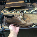 Artisan Handcrafted Distressed Leather Oxford Shoes - Vintage Engraved Men's Casual Footwear