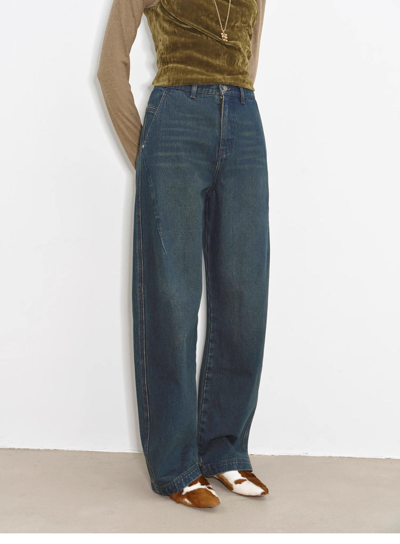 Heavy-Duty Distressed, Slim and Durable Mid-Rise  Cotton Washed Jeans