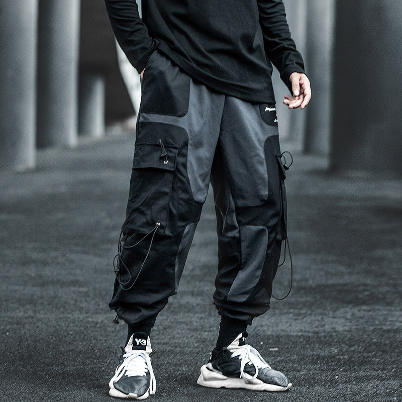 Urban Street Style Cargo Overalls - Men's Functional Harem Pants