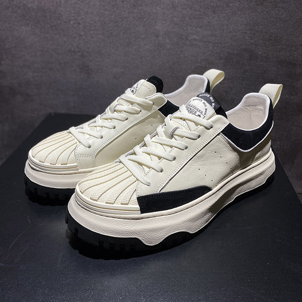 Men's Premium Leather Height Increasing Sports Shoes - Thick Sole Athletic Footwear