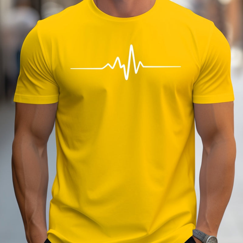 Creative Graphic Printed Men's Creative Top, Casual Short Sleeved Round Neck T-shirt, Summer Outdoor Men's Clothing