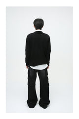 Retro Multi-Pocket Wide Leg Cargo Jeans - Korean Style Men's Tooling Pants