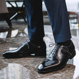 Premium Men's Oxford Dress Shoes - Hand-Polished Cowhide Leather Brogues for Business & Formal Wear