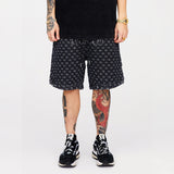 Vintage Distressed Denim Shorts - Casual Frayed Cotton Shorts for Men
