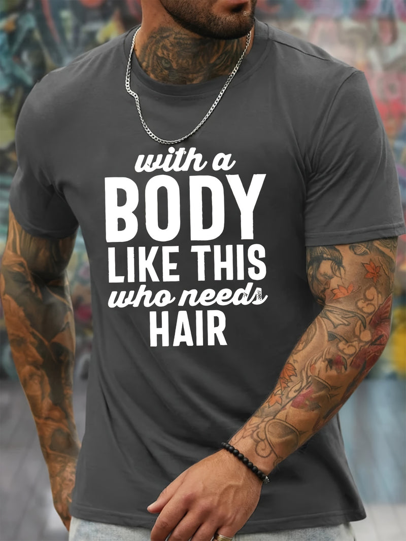 There Is Such A Body Men's Printed T-shirt, Casual Quick Drying Breathable T-shirt, Running Training Short Sleeved T-shirt