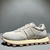Premium Men's Leather Sports Shoes - Fashion Lace-Up Thick Sole Athletic Footwear