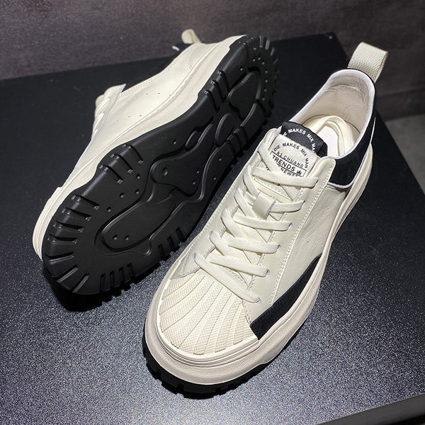 Men's Premium Leather Height Increasing Sports Shoes - Thick Sole Athletic Footwear