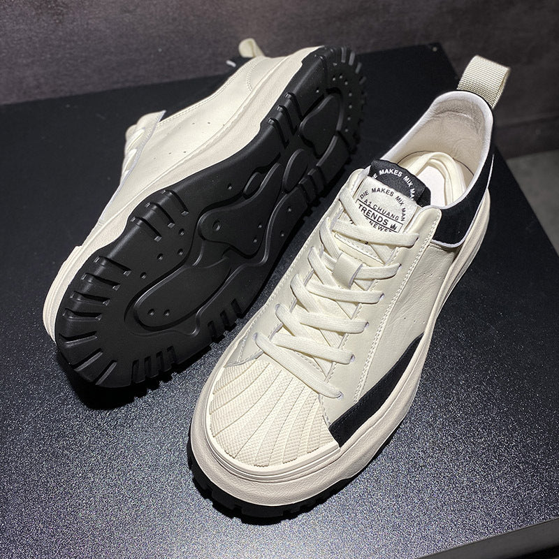 Men's Premium Leather Height Increasing Sports Shoes - Thick Sole Athletic Footwear