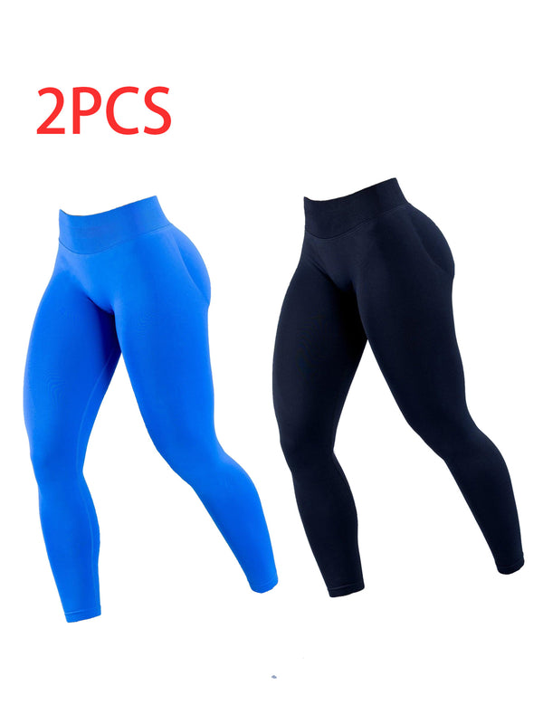 Premium High-Waist Seamless Yoga Leggings Set - 2 Pack